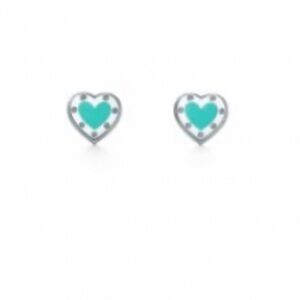 Return to Tiffany® & Co Love heart earrings in silver with enamel finish, mini.